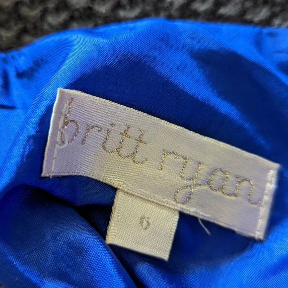 Britt Ryan Size 6 Sheath Dress 100% Cotton Blue And Gold. 2 pockets in the front - Picture 4 of 5